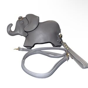 NWT Gray Elephant-Shaped Crossbody Bag/Wristlet